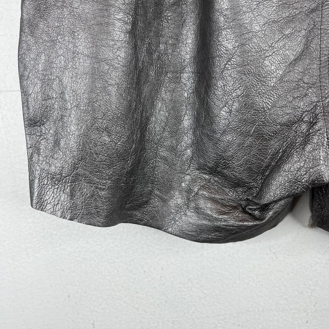 Rick Owens Leather Gunmetal Boxer Shorts
