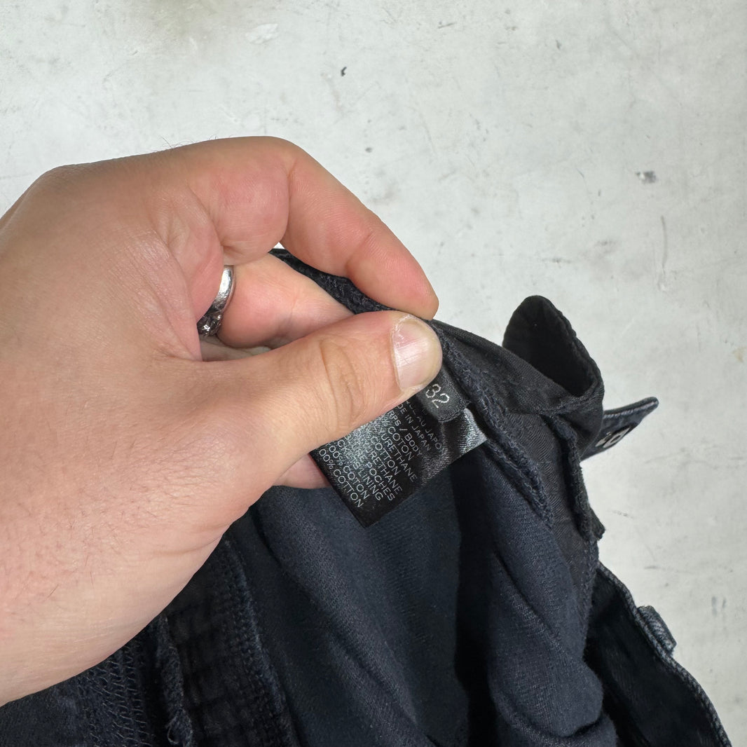 Balmain Washed Black Double Zip Biker Jeans