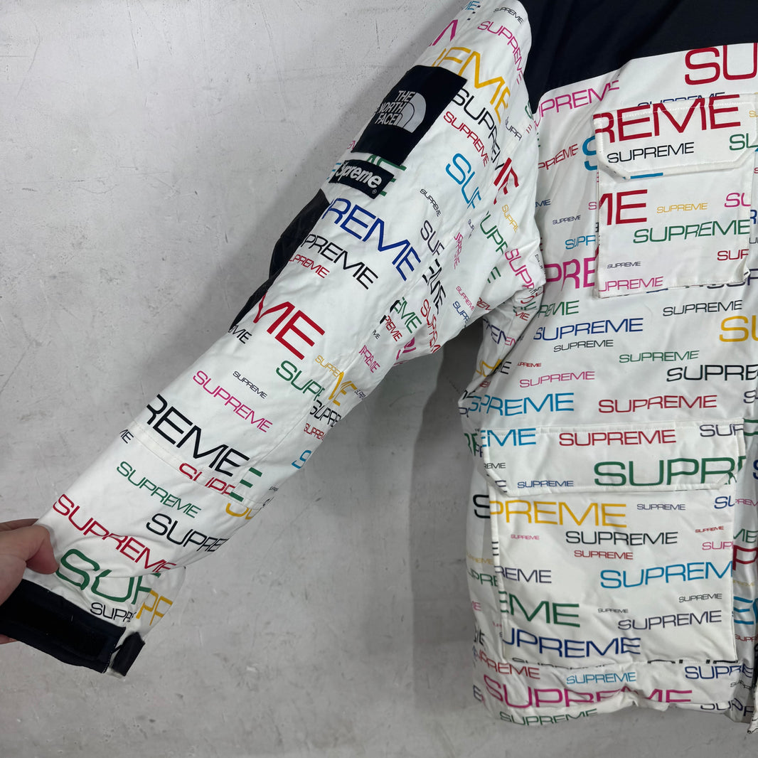 Supreme x TNF Multitcolor Script Puffer Parka Jacket