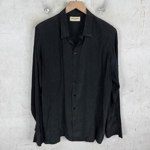 Saint Laurent Black Micro Dotted Silk L/S Shirt