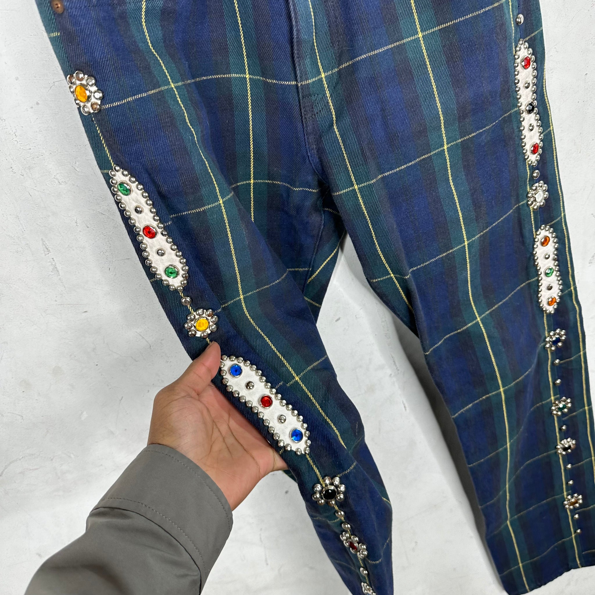 Kapital Plaid Jeweled Trousers