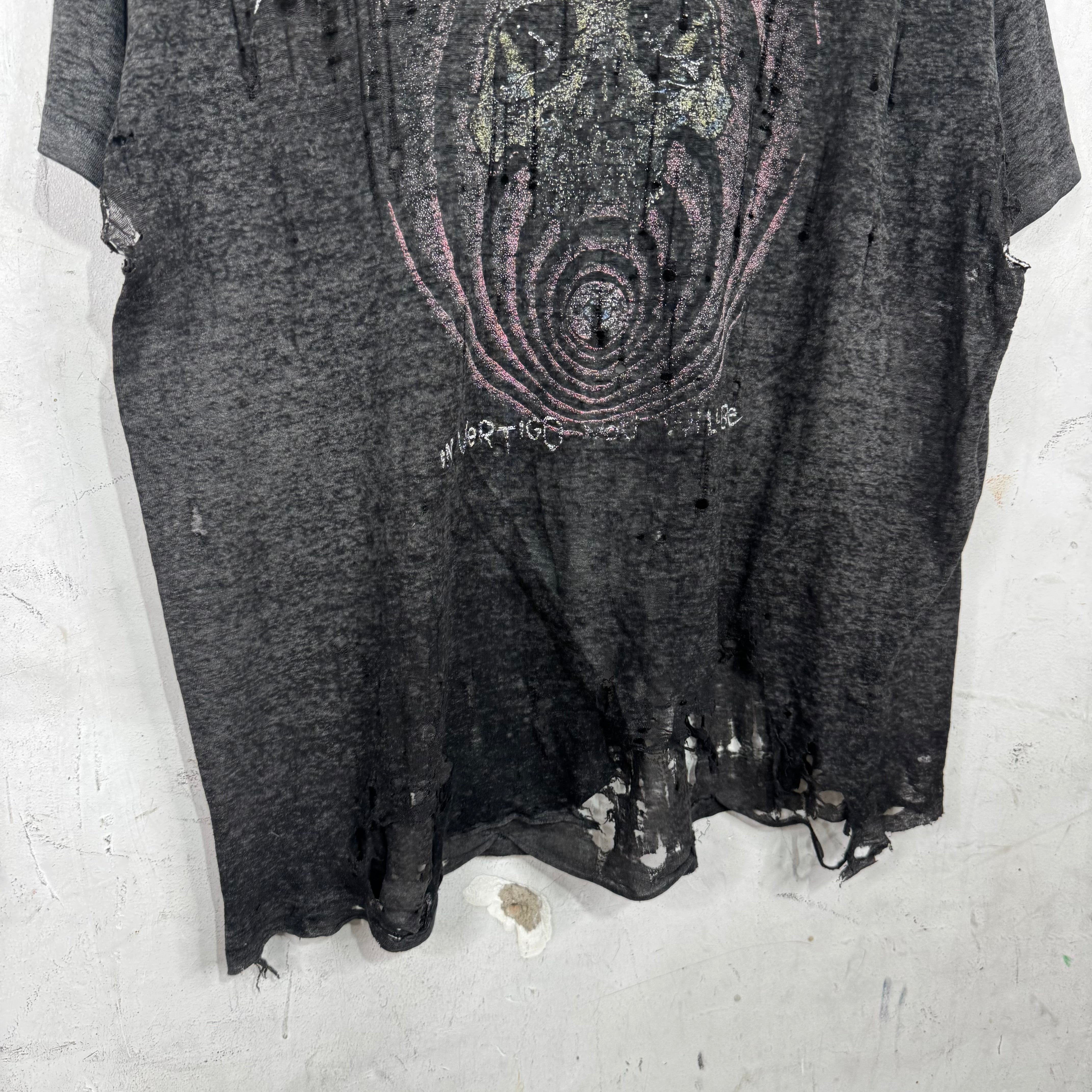 ブラック L tシャツ 80s 敢然 pushead 1980's Rare Art Pushead 80's Tour Concert Vintage MISFITS THE トップス
