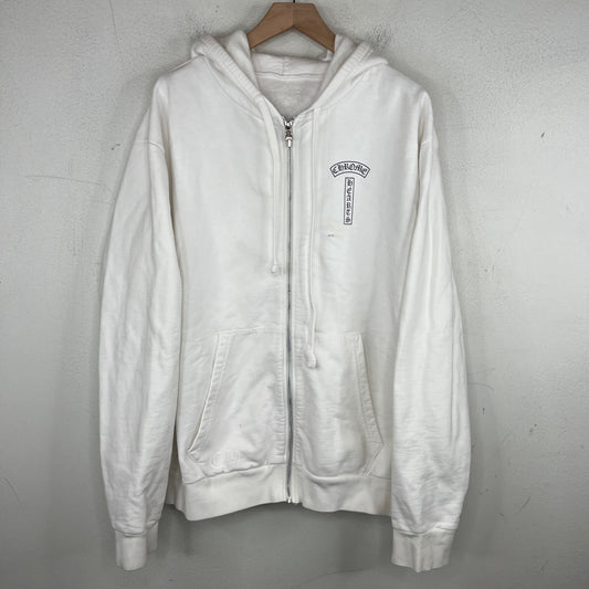Chrome Hearts White T-Bar Zip-Up Hoodie