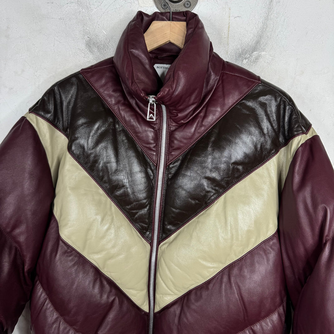 Bottega Tri Color Leather Puffer Jacket