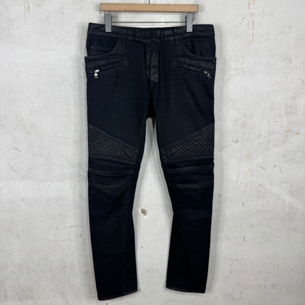 Balmain Waxed Biker Jeans