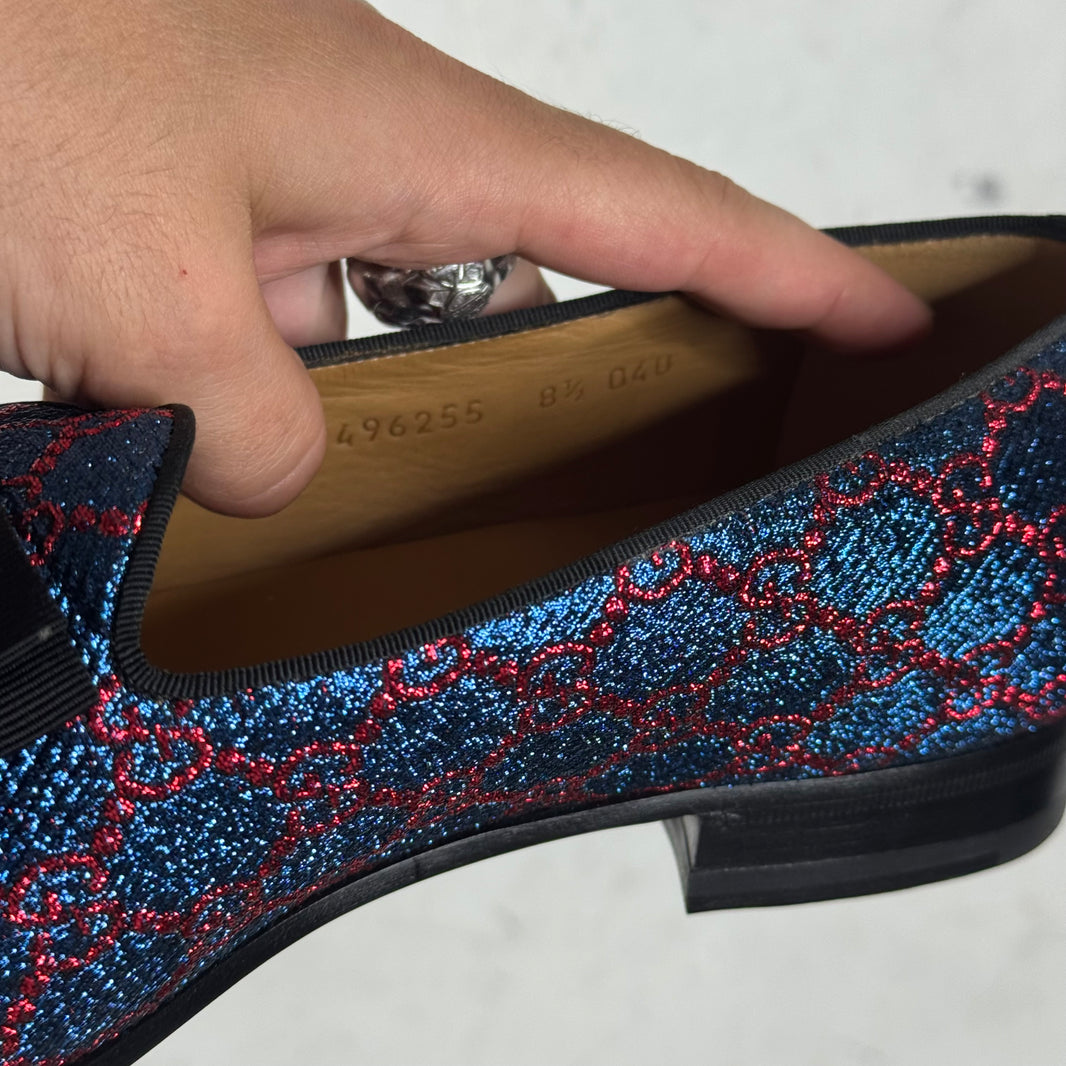 Gucci Glitter Monogram Loafers