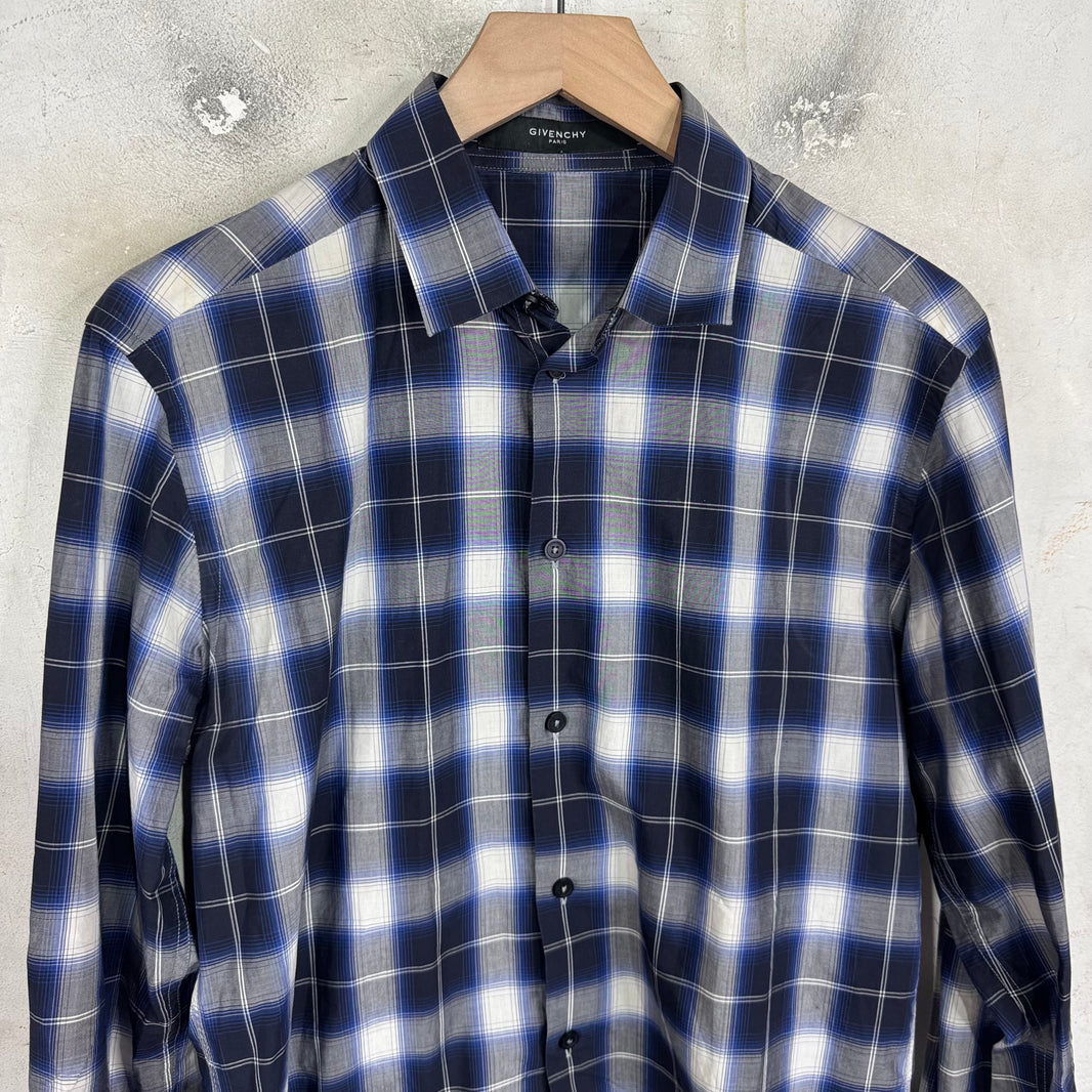 Givenchy Blue/White Plaid Button-Up Shirt