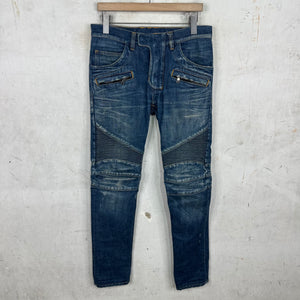 Balmain Medium Wash Decarnin Biker Jeans