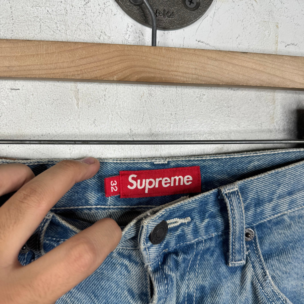 Supreme Script Baggy Denim Shorts