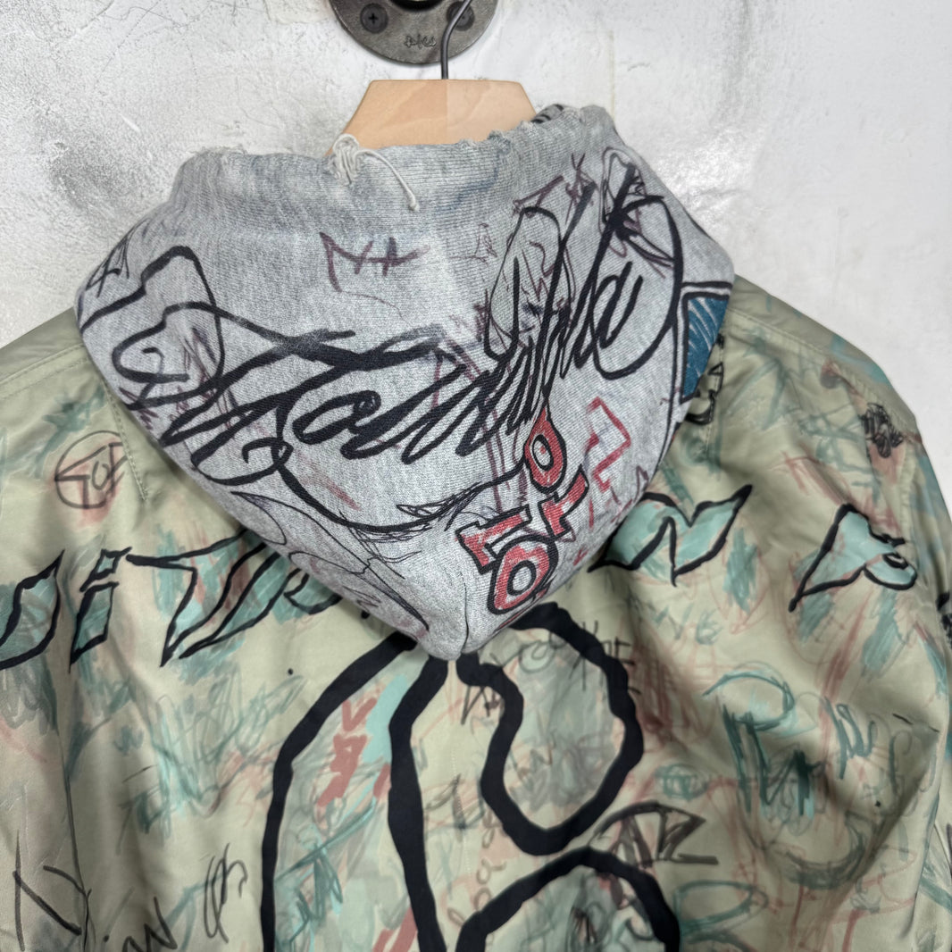 Mowalola Cropped Grafitti Bomber Jacket