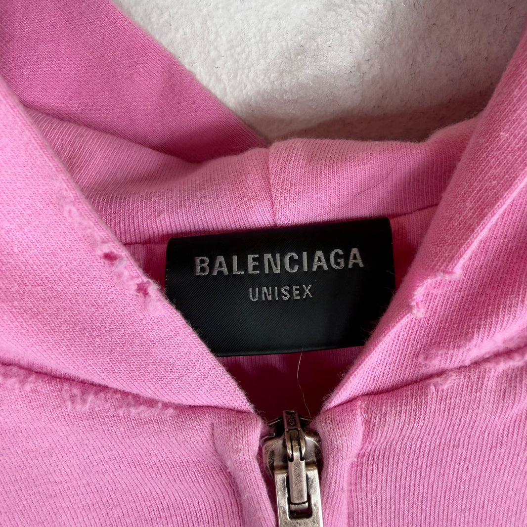 Balenciaga No Logo Pink Zip-Up Hoodie