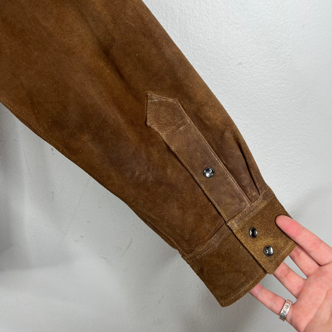RRL Rough Out Suede Snap Button Overshirt