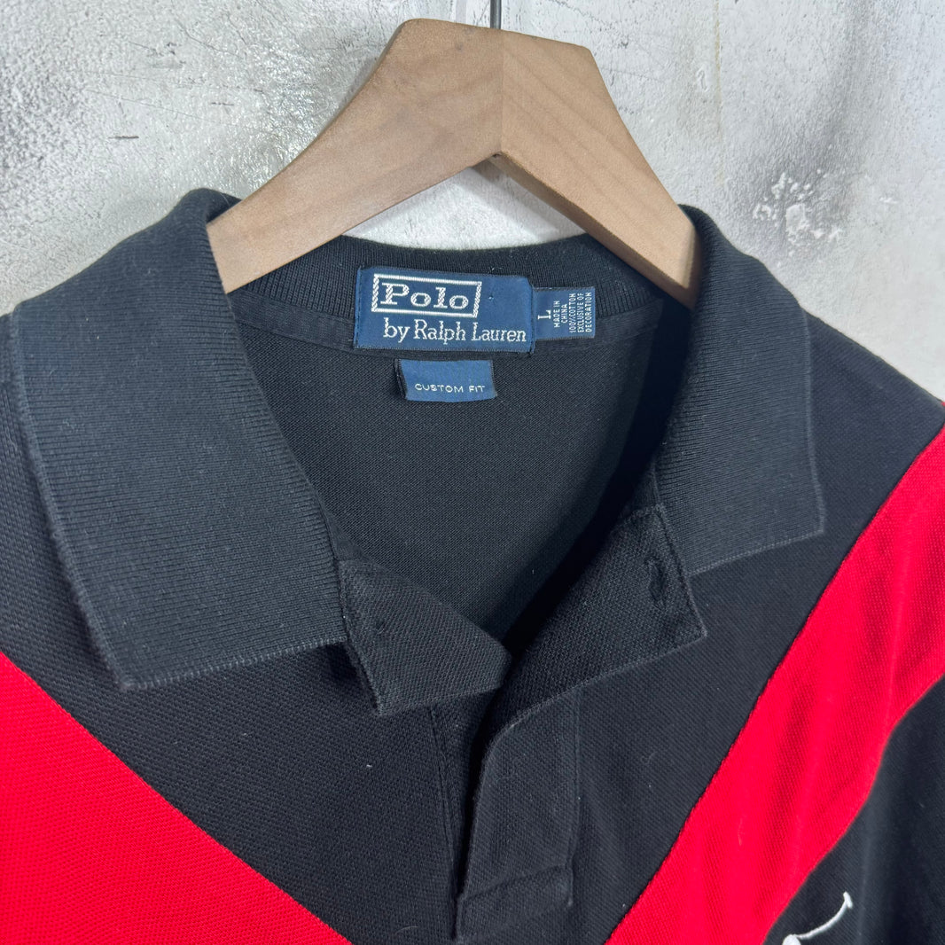 Ralph Lauren Black Red V Cut Pony Polo