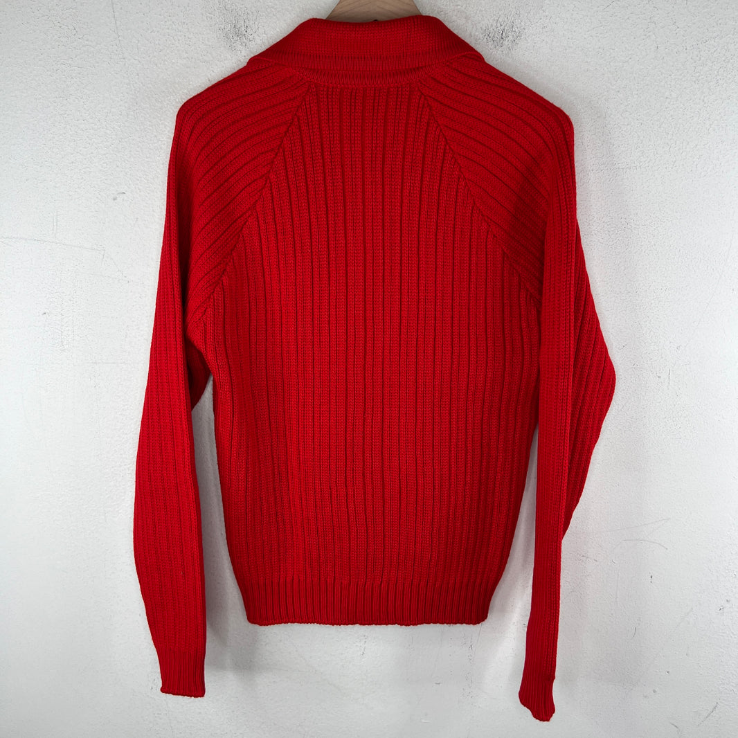 Prada Red Button Up Diamond Knit Cardigan