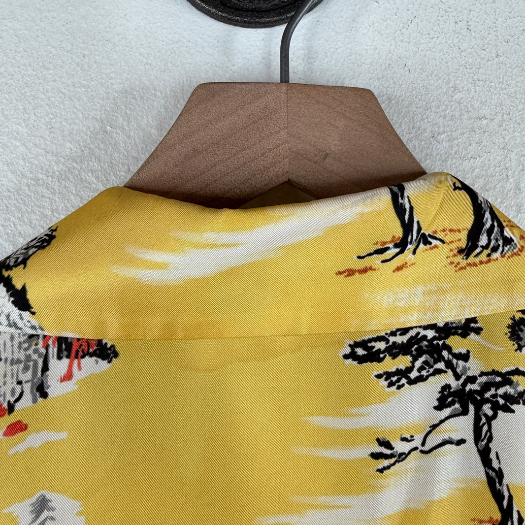 Amiri Hawaiian Yellow Button Up Shirt