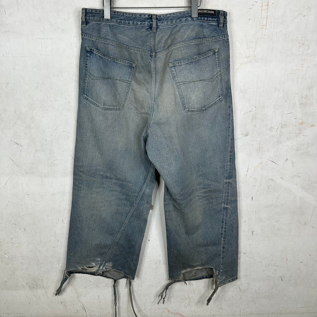 Balenciaga Oversized Blue Drawstring Jeans