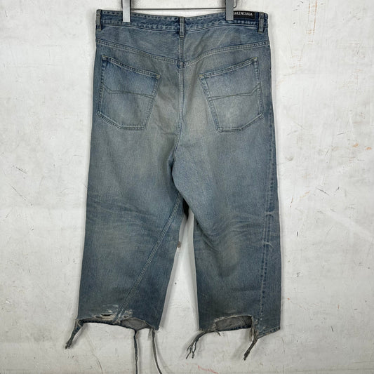 Balenciaga Oversized Blue Drawstring Jeans