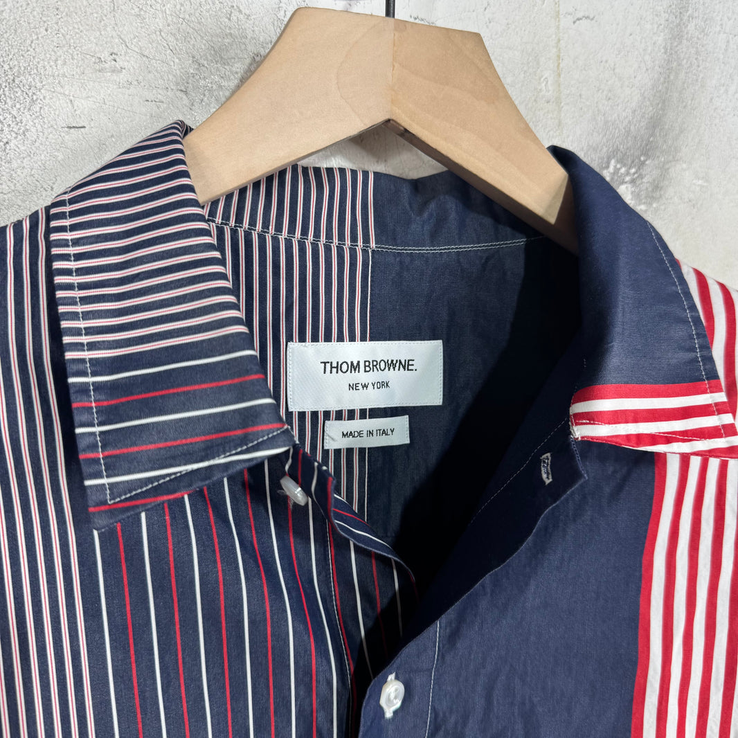 Thom Browne Navy Multi Striped S/S Shirt