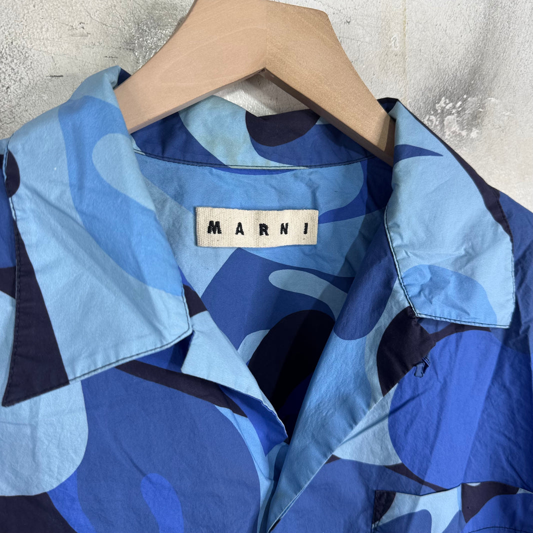 Marni Blue Camo S/S Button Up Shirt