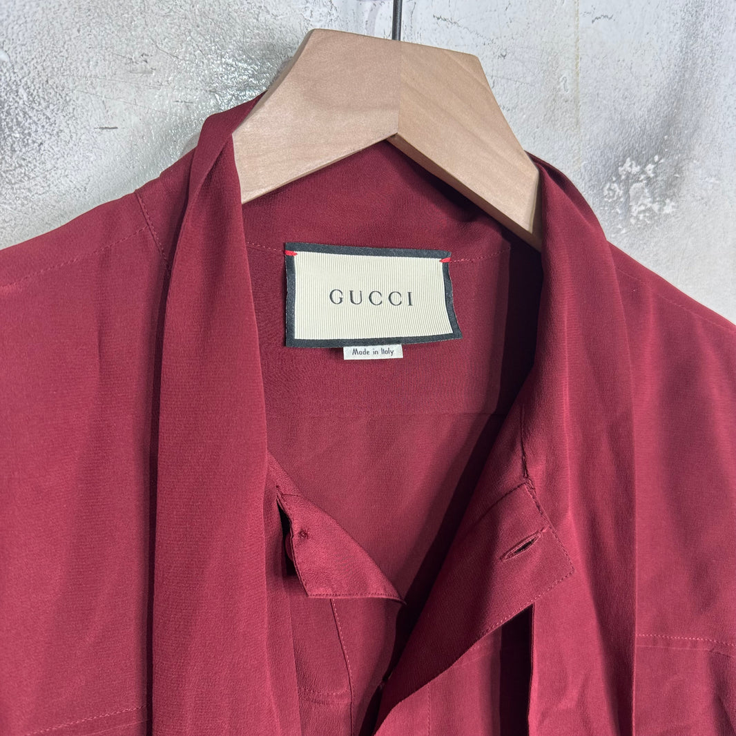 Gucci Silk Half Button Shirt