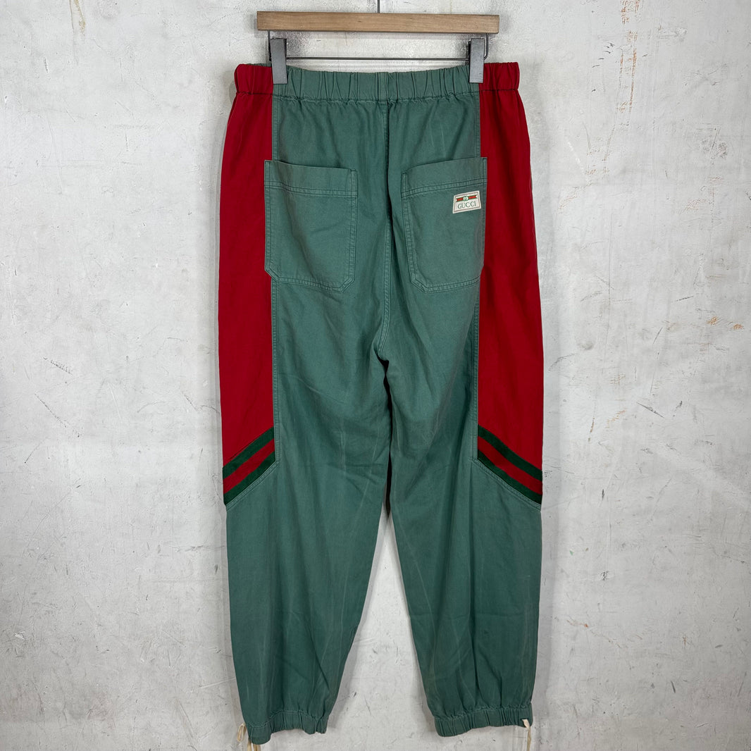 Gucci Green Paneled Nylon Pants