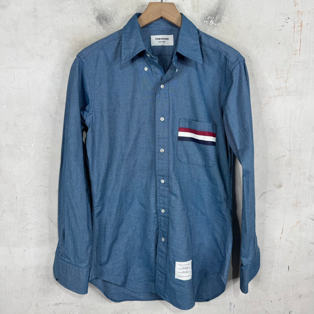 Thom Browne Striped Pocket Chambray Shirt