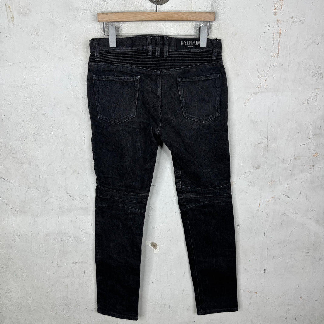 Balmain Dark Grey Biker Jeans