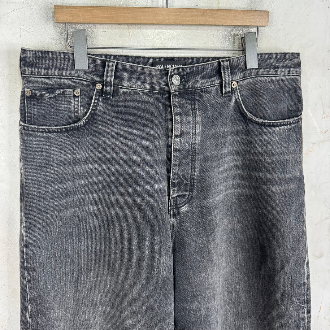 Balenciaga Unifit Washed Black Jean Shorts