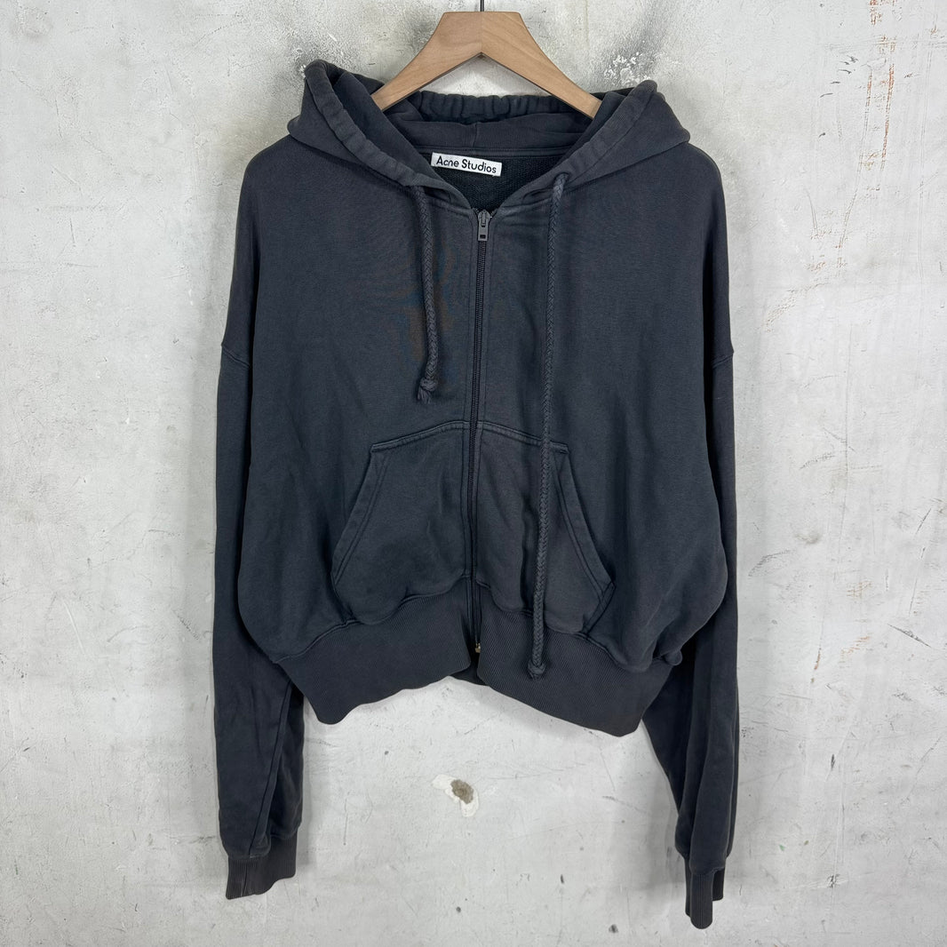 Acne Studios Grey Cropped Zip Up Hoodie