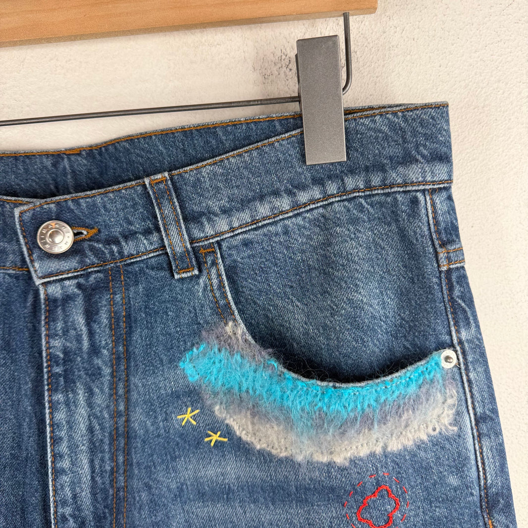 Marni Stone Washed Organic Denim Mohair Trousers