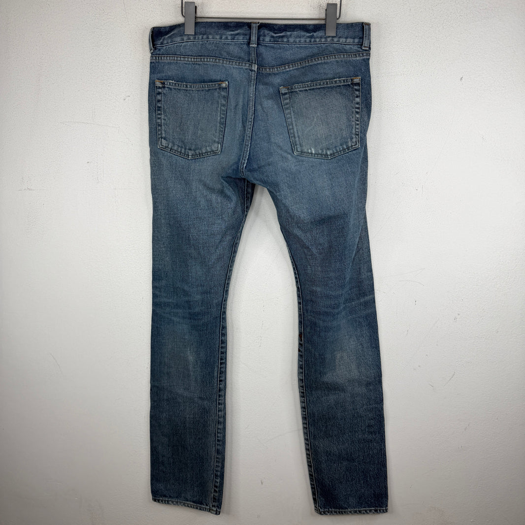 Saint Laurent Washed Blue Paint Splatter D18 Jeans