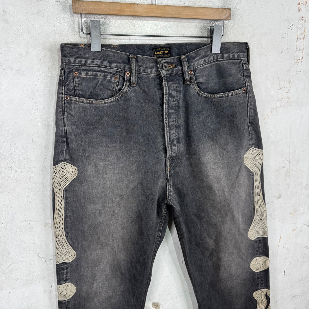 Kapital Charcoal Faded Bone Jeans