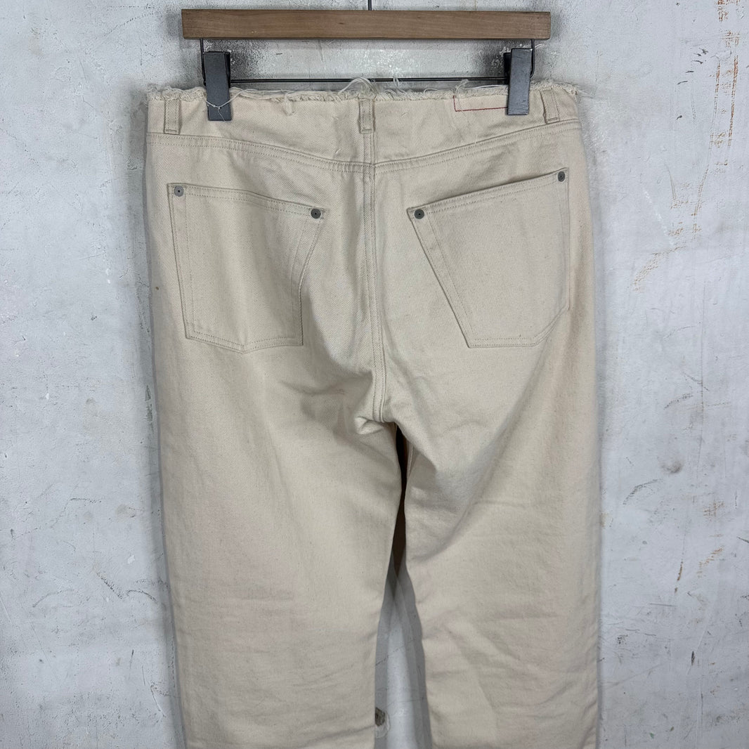 Margiela Frayed Waistband Ecru Jeans