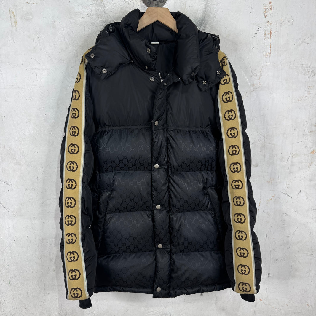 Gucci Monogram Interlock Striped Puffer Jacket