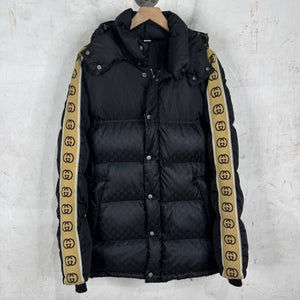 Gucci Monogram Interlock Striped Puffer Jacket