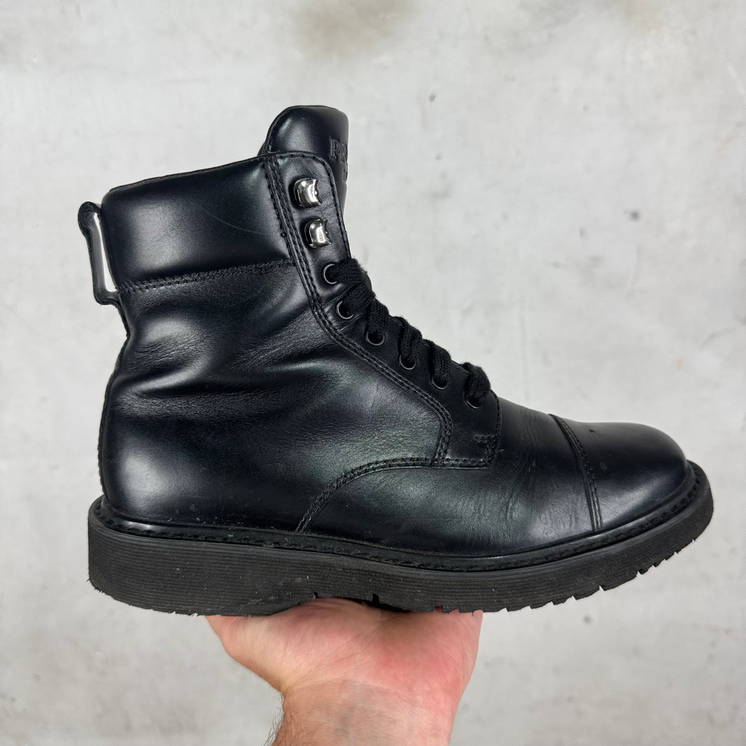 Prada Black Lace Up Boots