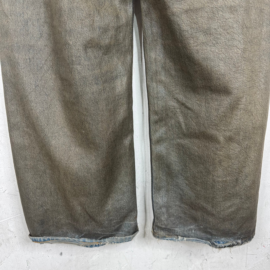 Acne Studios Olive Waxed Wide Leg Jeans