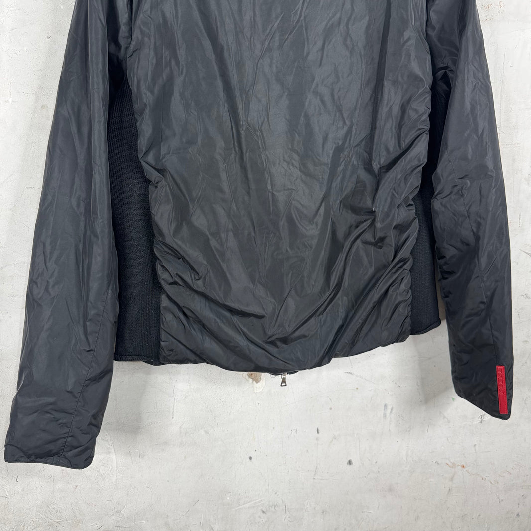 Prada Wool Lined Red Zipper Nylon Jacket