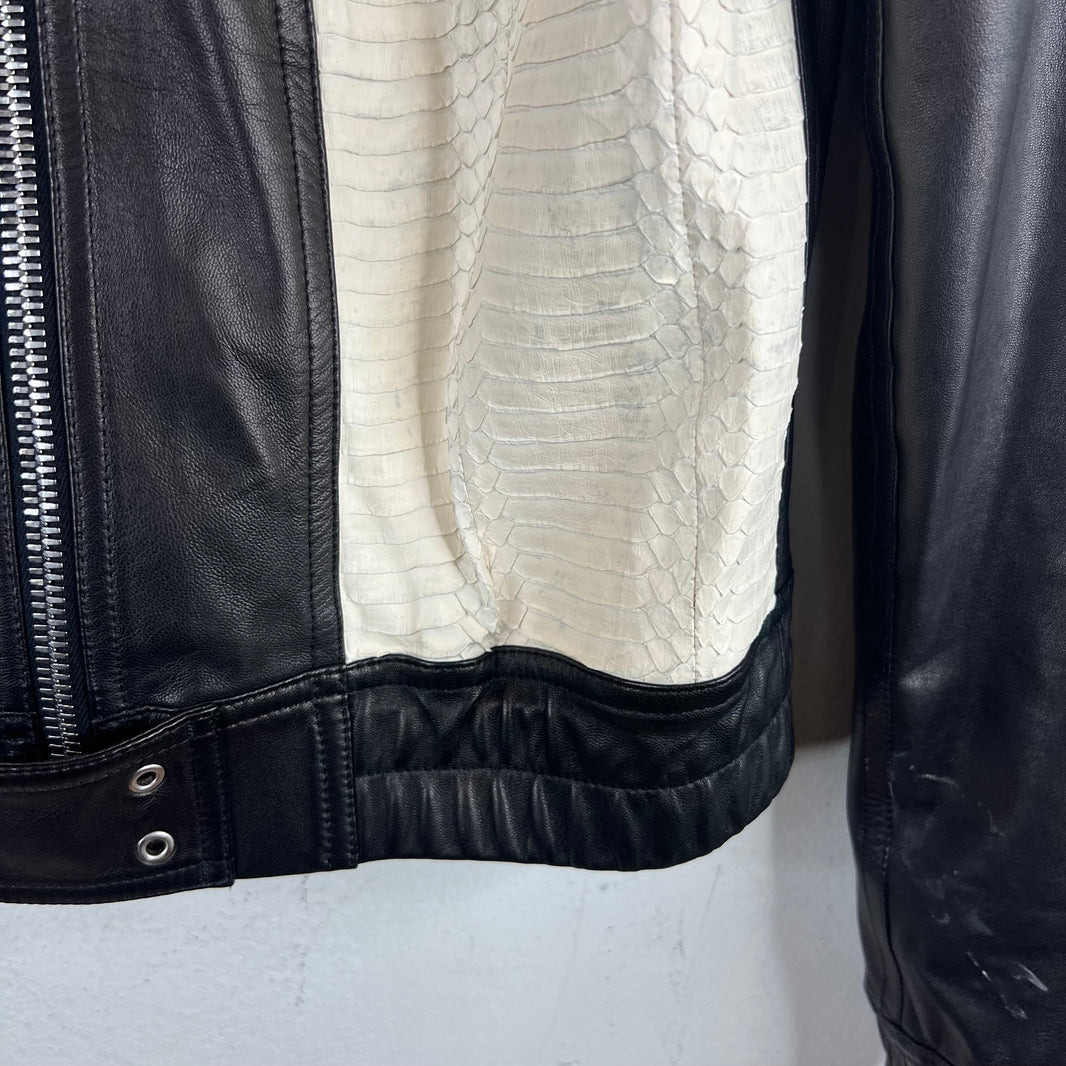 Rick Owens Black Python Leather Moto Jacket