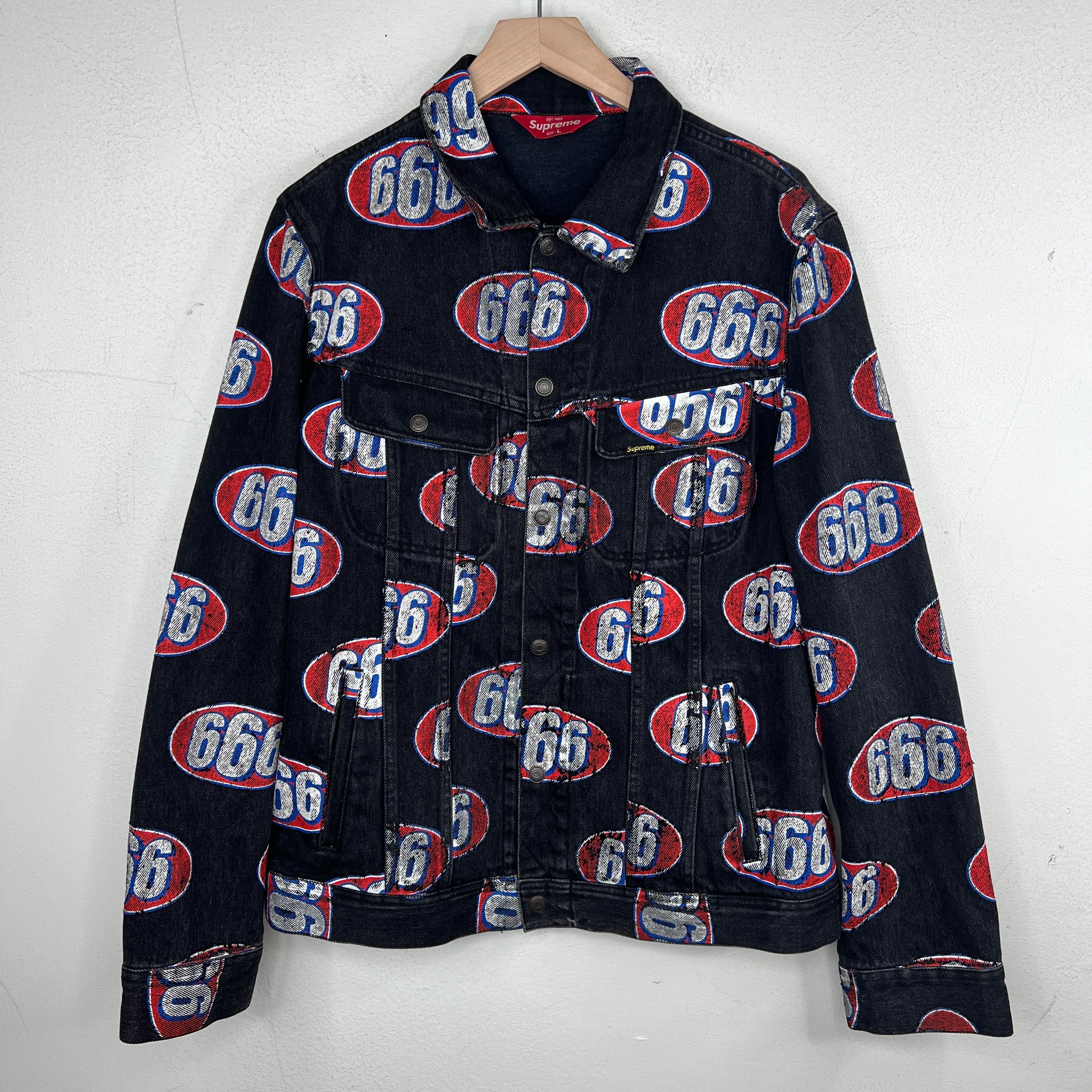 Supreme 666 Black Denim Trucker Jacket – www.Lukes.store 