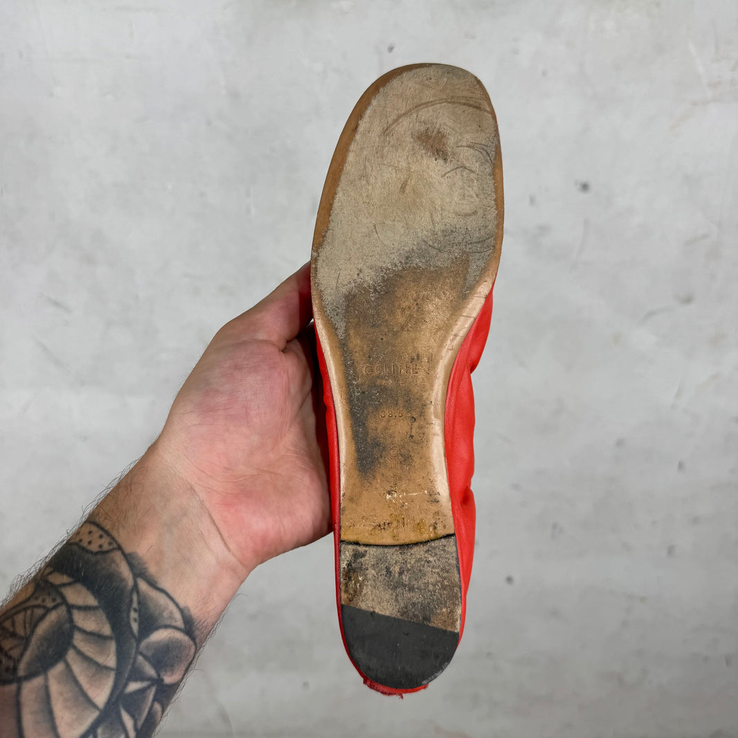 Celine Foldable Red Ballet Flats