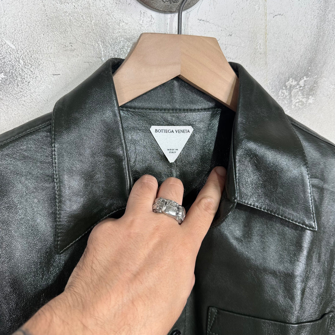 Bottega Veneta Green Leather S/S Shirt