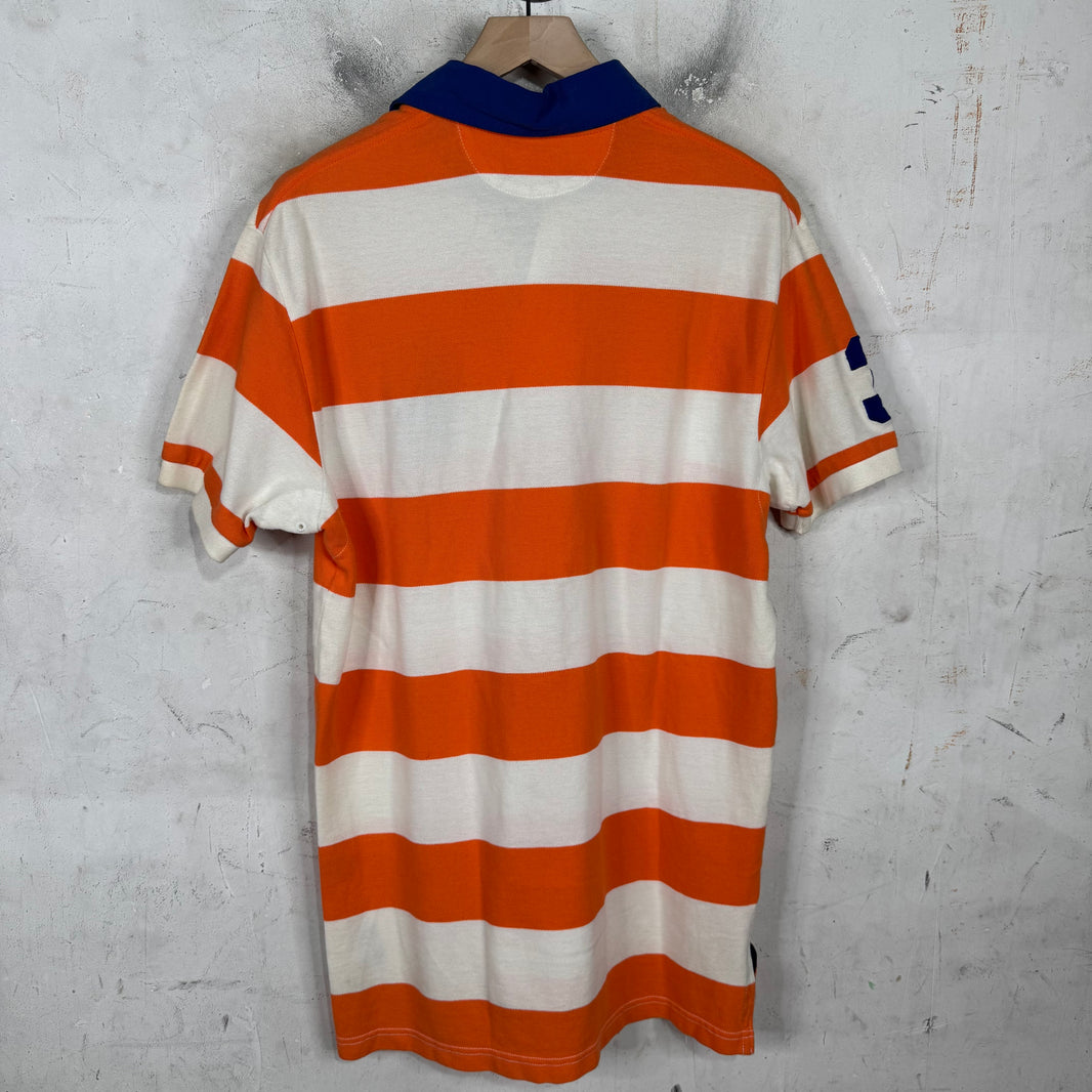 Ralph Lauren Orange Striped Blue Big Pony Polo