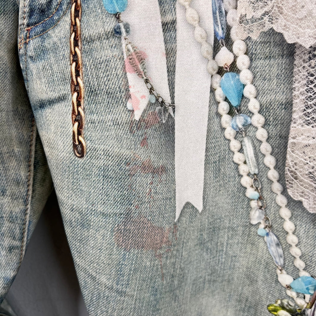 Acne Studios Pearl & Lace Trompe Denim Jeans