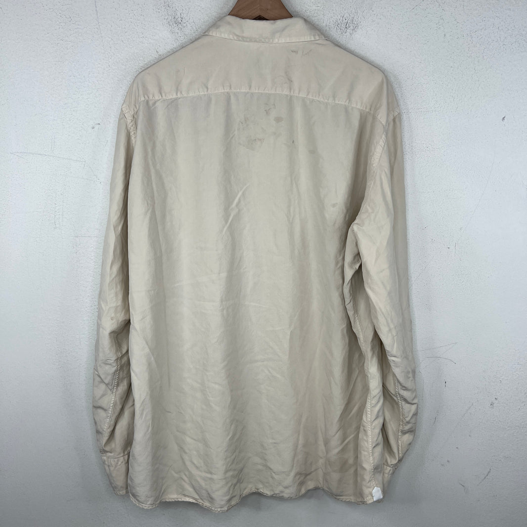 Zegna Beige Silk Button Up Shirt