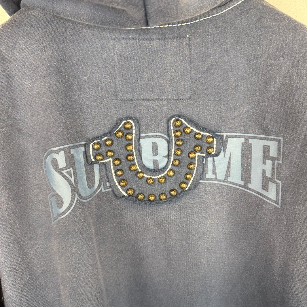 Supreme Navy True Religion Zip Up Hoodie