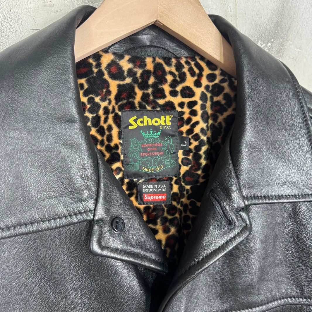 Supreme x Schott Leopard Lined Car Coat