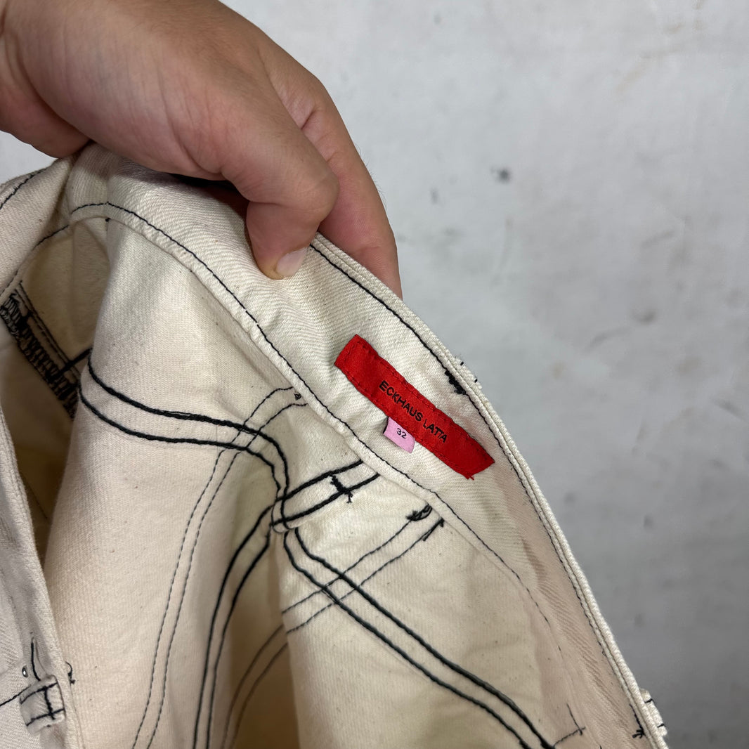 Eckhaus Latta Contrast Stitch Linen Pants
