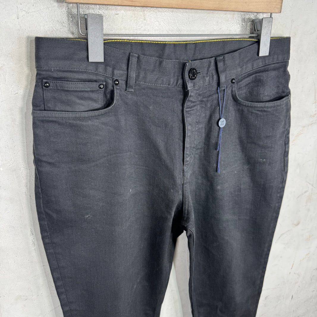 Louis Vuitton Slim Straight Black Tonal Jeans