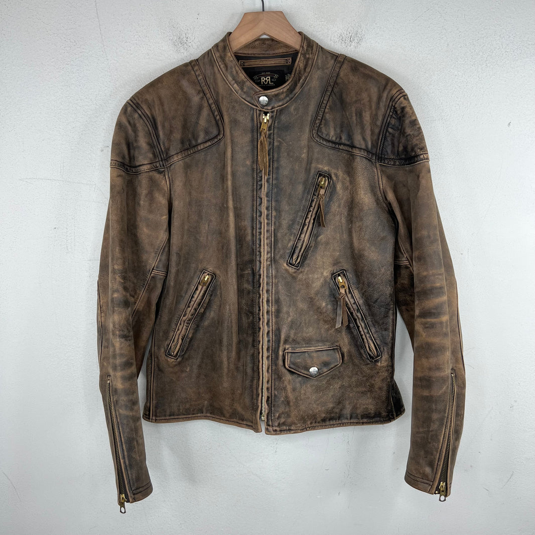 RRL Distressed Moto Leather Cowhide Jacket